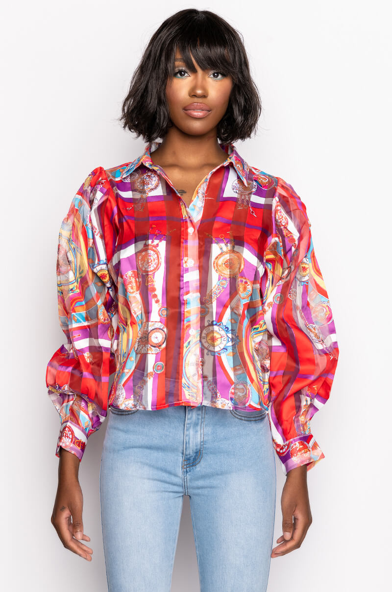 C'EST LA VIE PRINTED BLOUSE