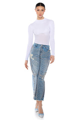 CHAIN DETAIL DENIM MAXI SKIRT
