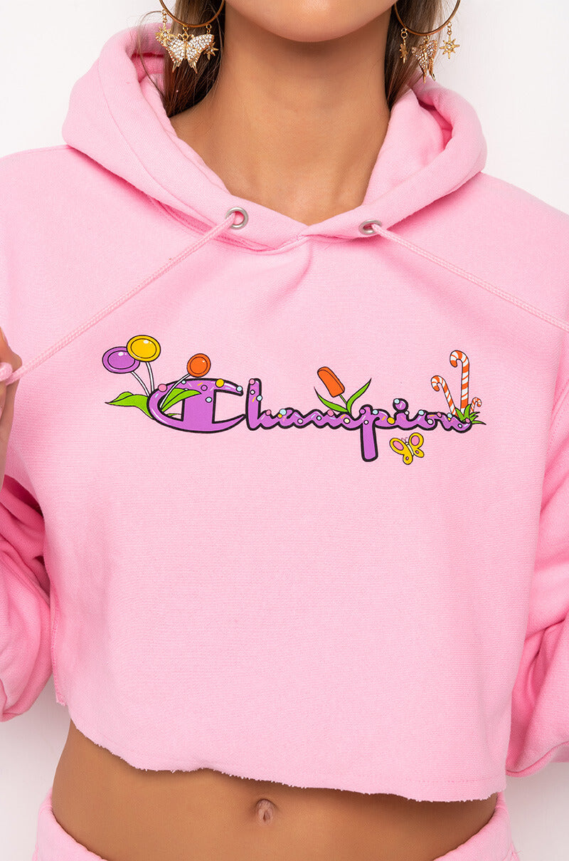 CHAMPION CANDY LAND CROPPED REVERSE WEAVE HOOD - GRAPHIC