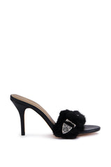 CHARIMAN BLACK FUZZY BUCKLE SANDAL