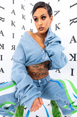 NORA CHAMBRAY BUTTON DOWN CROP TOP