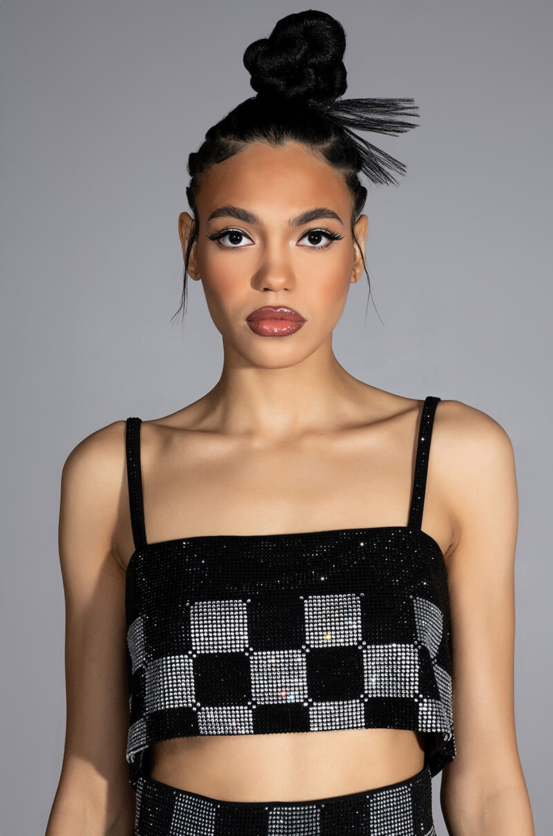 CHECK MATE RHINESTONE BRALETTE