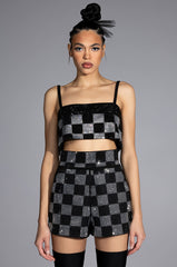 CHECK MATE RHINESTONE BRALETTE