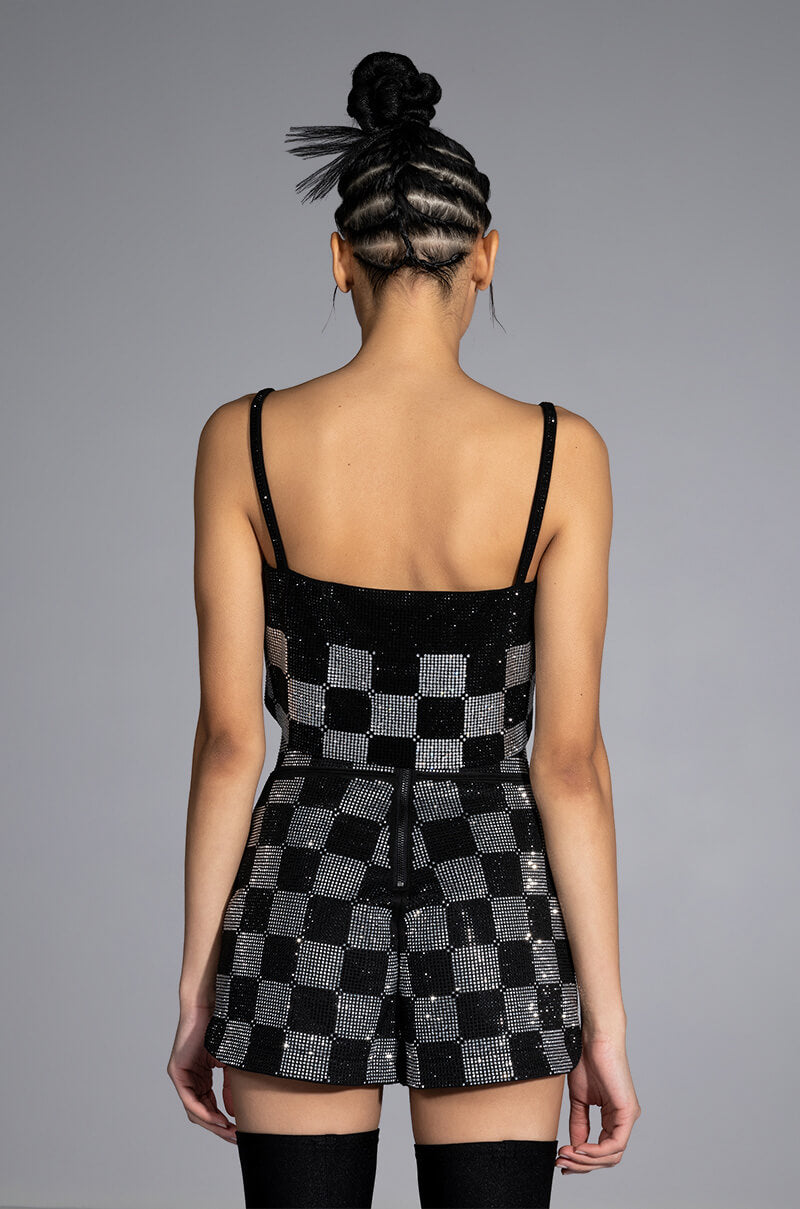 CHECK MATE RHINESTONE BRALETTE