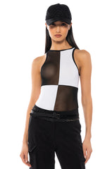 COLORBLOCKED SLEEVELESS BODYSUIT