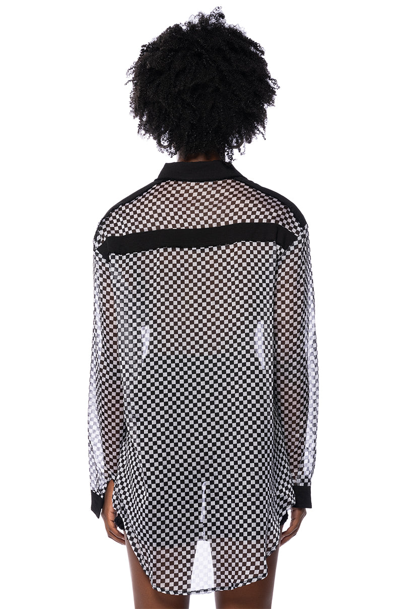 CHECK YOURSELF CHECKERED LONGSLEEVE SHIRT