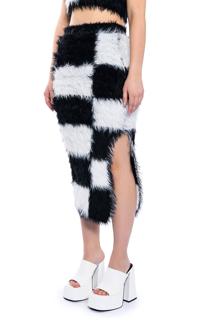 CHECKMATE SIR FUZZY MIDI SKIRT