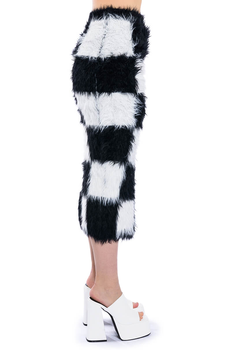 CHECKMATE SIR FUZZY MIDI SKIRT
