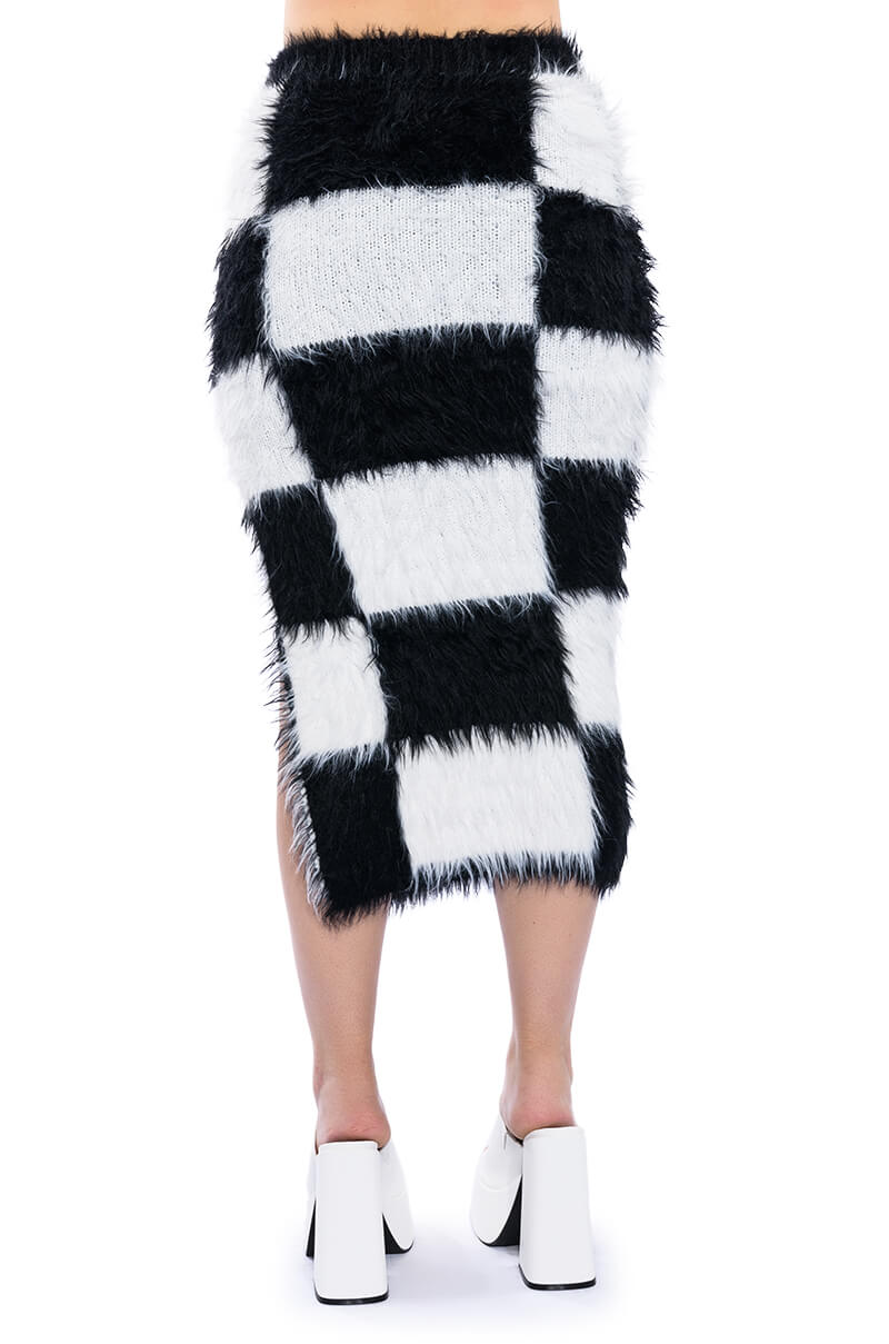 CHECKMATE SIR FUZZY MIDI SKIRT