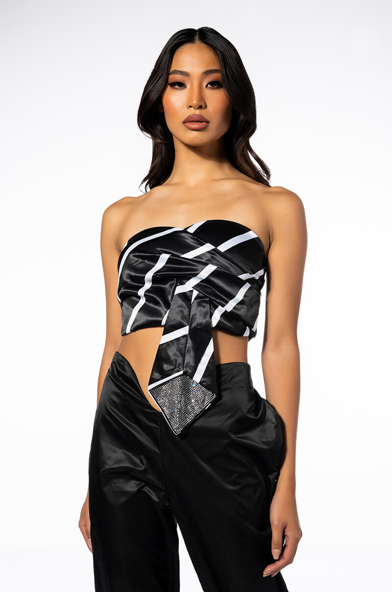 CHEERS TIE DETAIL CORSET TOP
