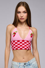 CHERRY GIRL CROCHET TANK