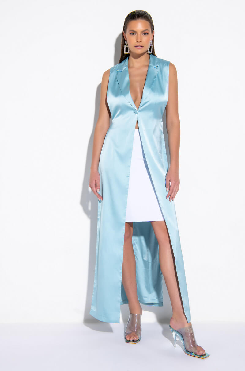 CHER SATIN LONG SIDE TIE VEST