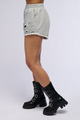 CHILL WEEKEND DISTRESSED FRENCH TERRY SHORT