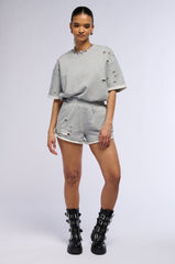 CHILL WEEKEND DISTRESSED FRENCH TERRY SHORT