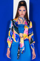 CHIQUITA SATIN TIE FRONT BLOUSE