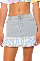 CHRISTY POPLIN DETAILED DENIM MINI SKIRT