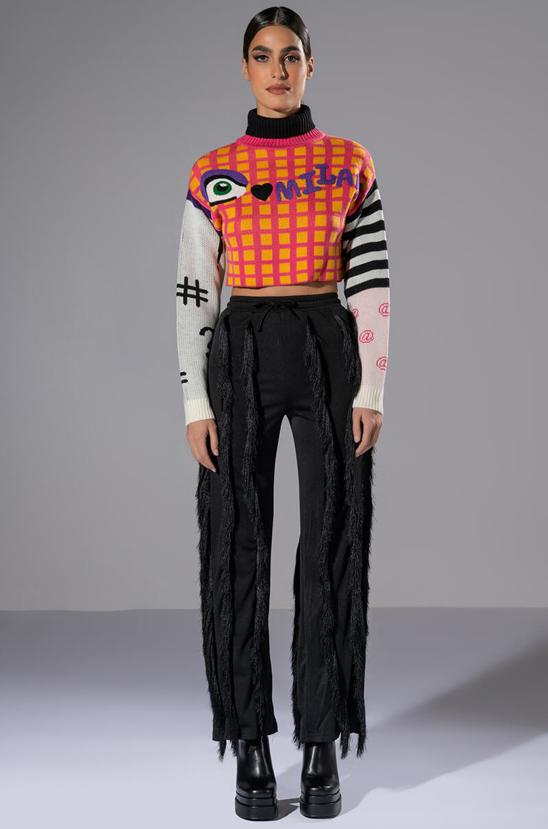 CIAO BELLA GRAPHIC TURTLENECK SWEATER