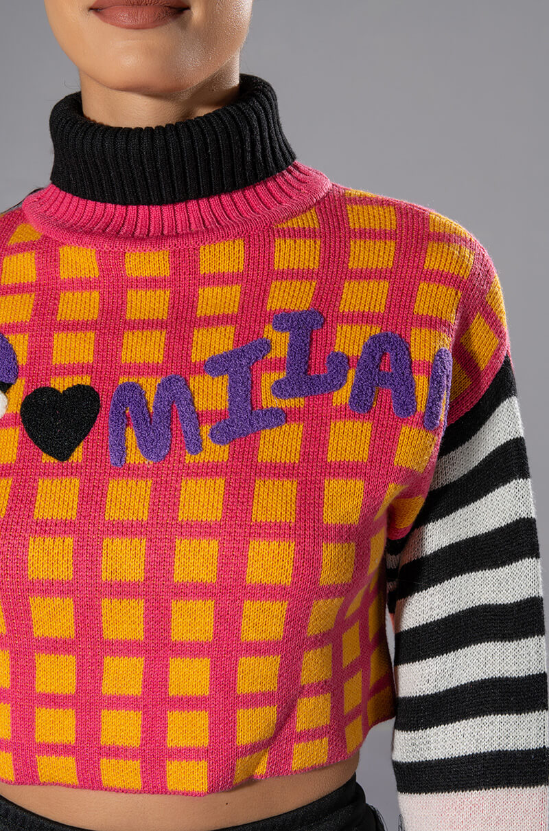 CIAO BELLA GRAPHIC TURTLENECK SWEATER