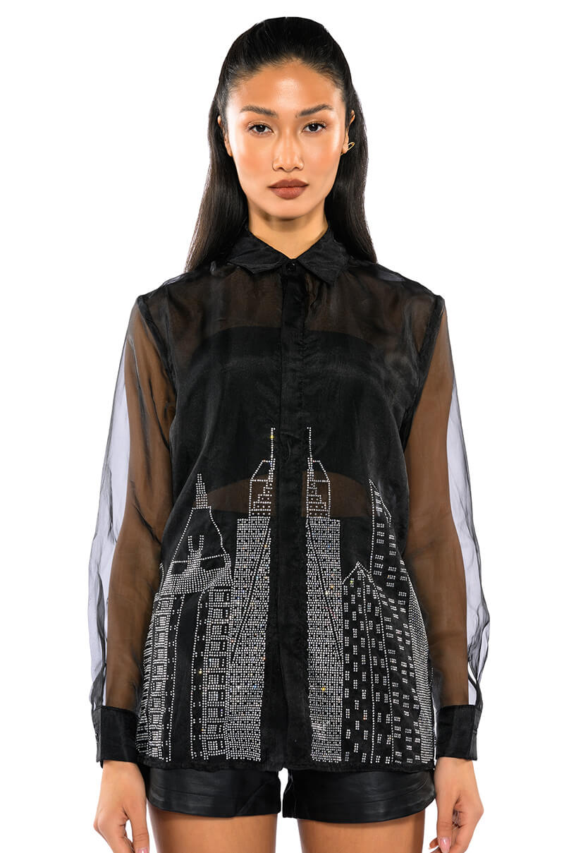 CITY LIGHTS LONGS SLEEVE BUTTON DOWN BLOUSE