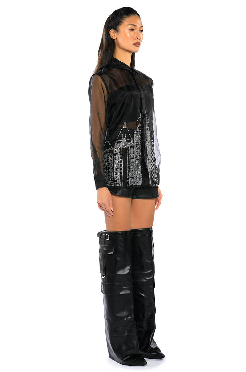 CITY LIGHTS LONGS SLEEVE BUTTON DOWN BLOUSE