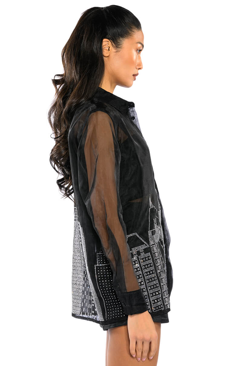 CITY LIGHTS LONGS SLEEVE BUTTON DOWN BLOUSE
