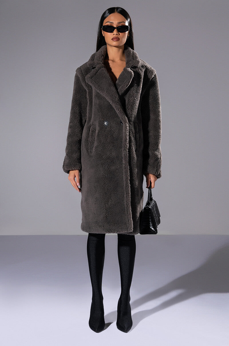 NAOMI LUXE WOOLISH TRENCH IN GREY