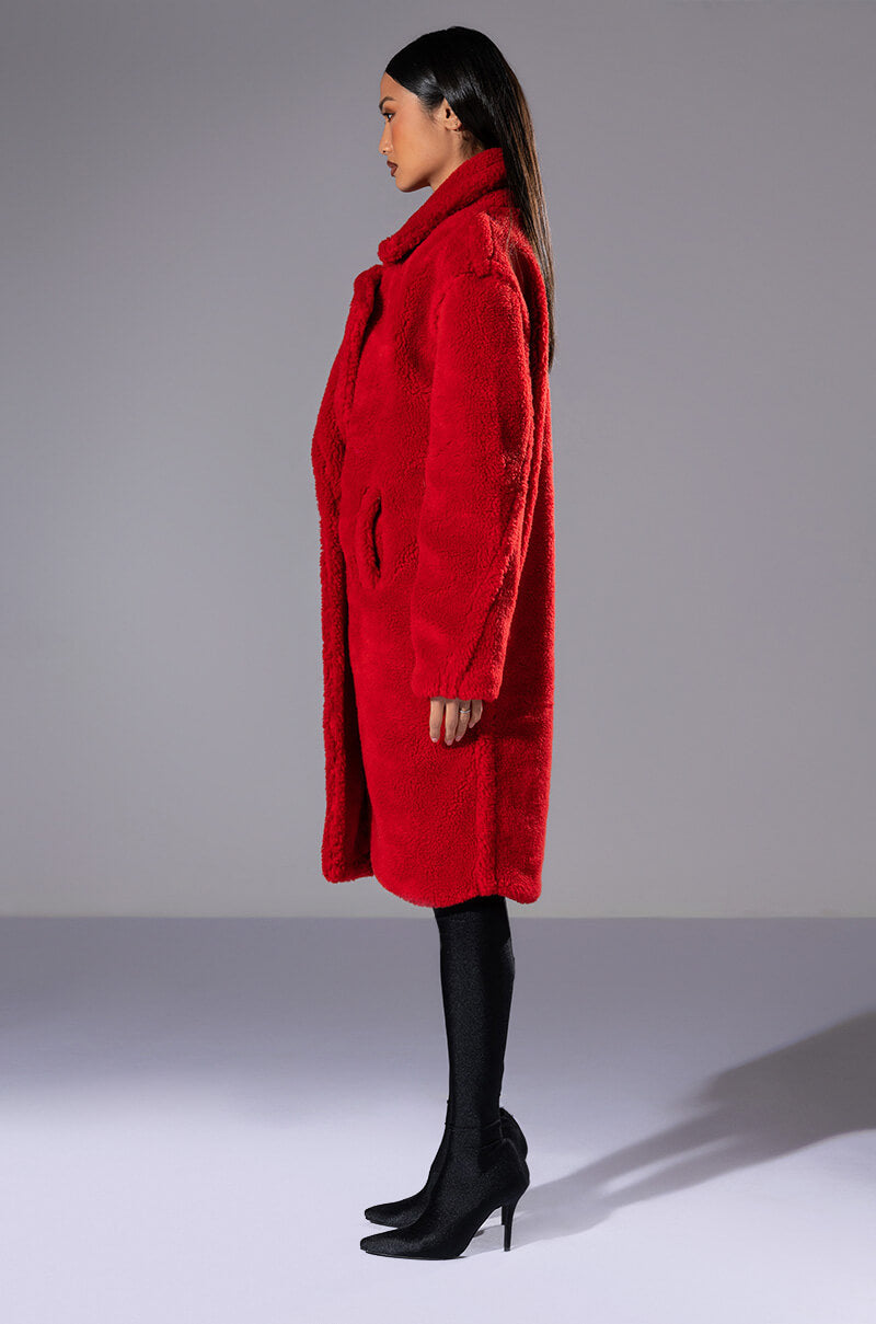 CLASSIC TEDDY TRENCH IN RED