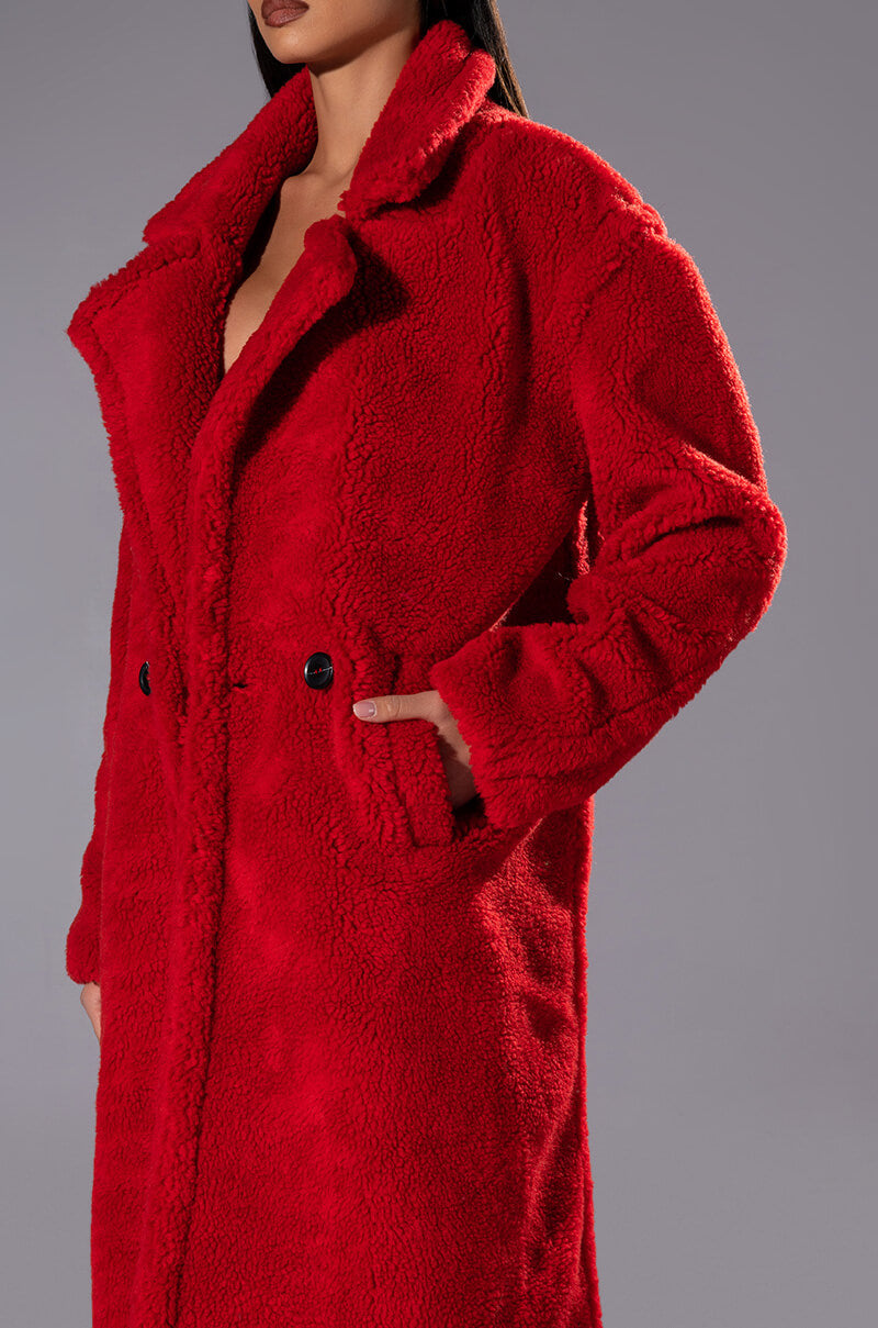 CLASSIC TEDDY TRENCH IN RED