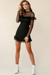 Banks Open Back Lace Overlay Dress Black