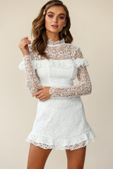 Banks Open Back Lace Overlay Dress White