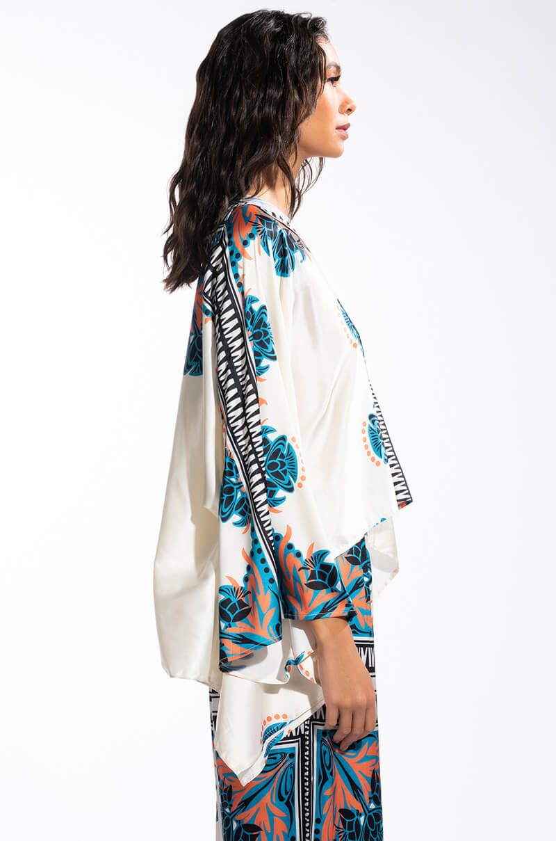 COASTAL LIVING OVERSIZED SATIN BUTTON DOWN