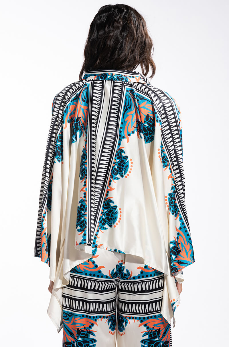 COASTAL LIVING OVERSIZED SATIN BUTTON DOWN
