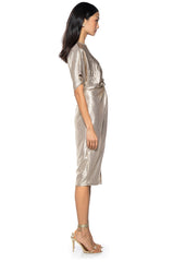COCKTAIL HOUR TWIST FRONT MIDI DRESS