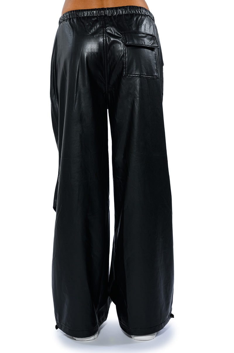 COLDER HOURS FAUX LEATHER PARACHUTE PANT