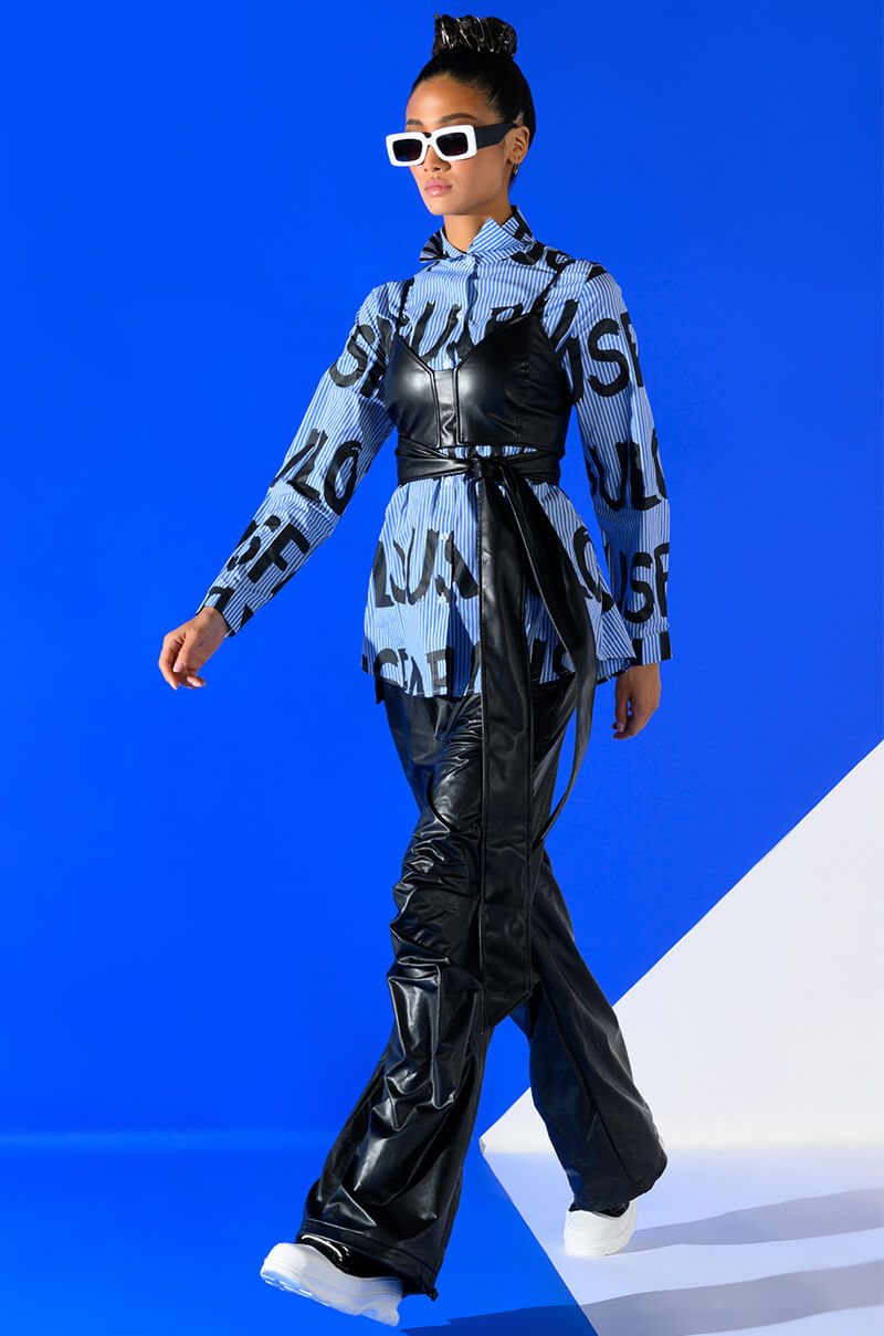 COLDER HOURS FAUX LEATHER PARACHUTE PANT
