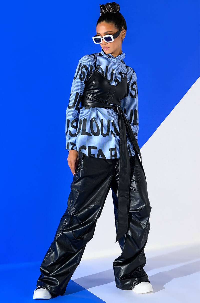 COLDER HOURS FAUX LEATHER PARACHUTE PANT