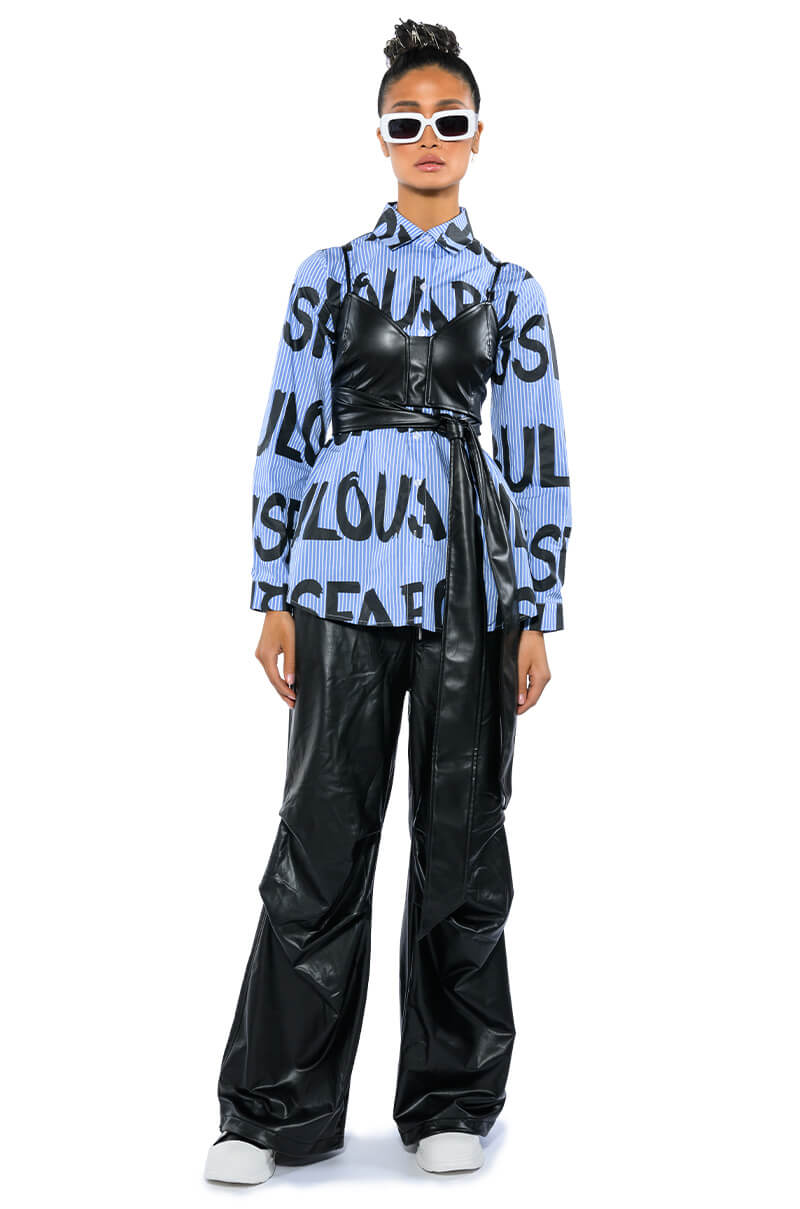 COLDER HOURS FAUX LEATHER PARACHUTE PANT