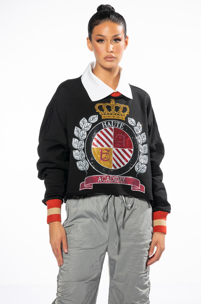 COLLEGIATE HAUTE ACADEMY COLLARED SWEATSHIRT