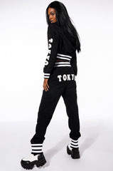COLLEGIATE TOKYO NIGHTS CROPPED HOODED SWEATSHIRT