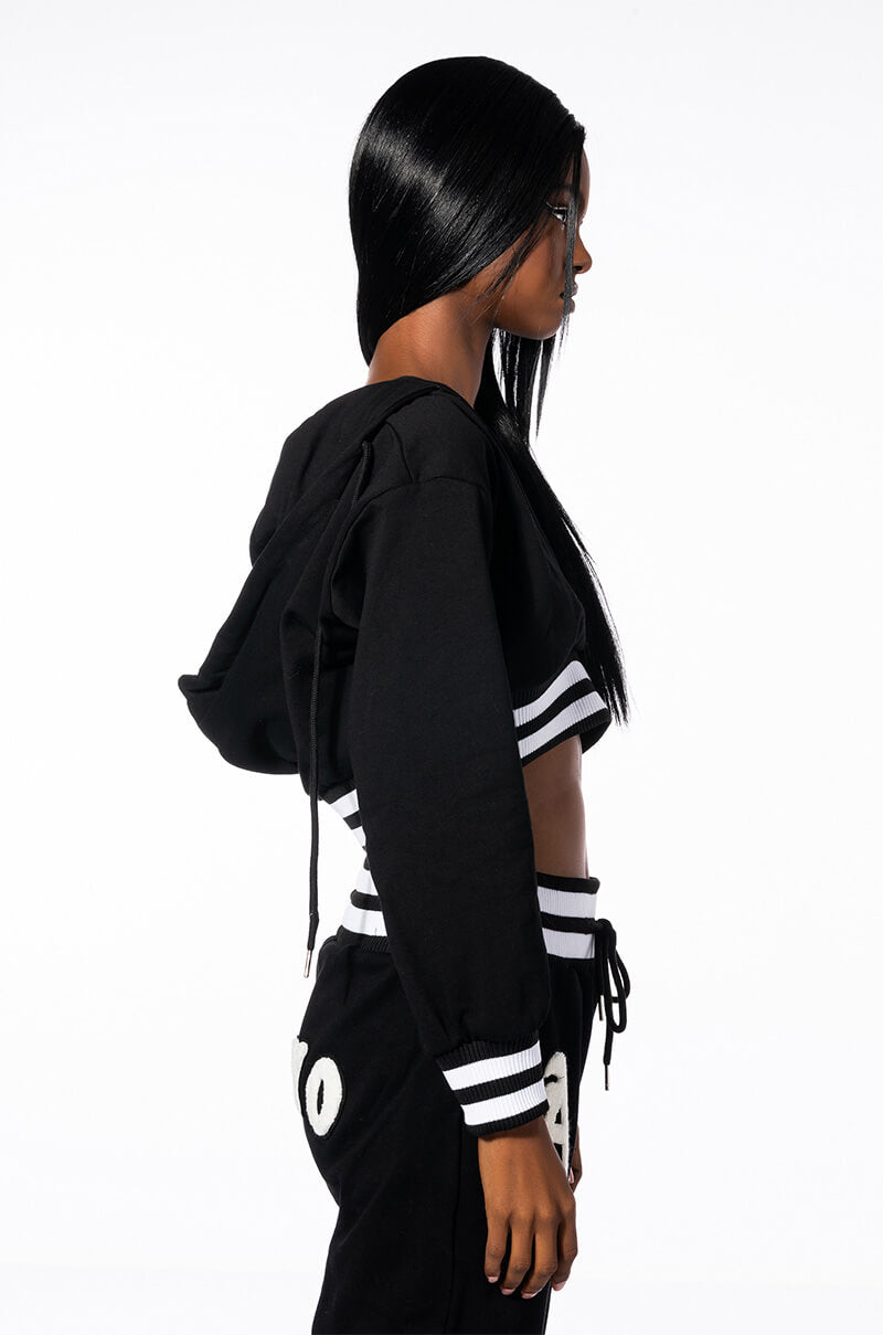 COLLEGIATE TOKYO NIGHTS CROPPED HOODED SWEATSHIRT