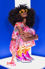 COLORFUL IMAGINATION CROPPED MESH T SHIRT