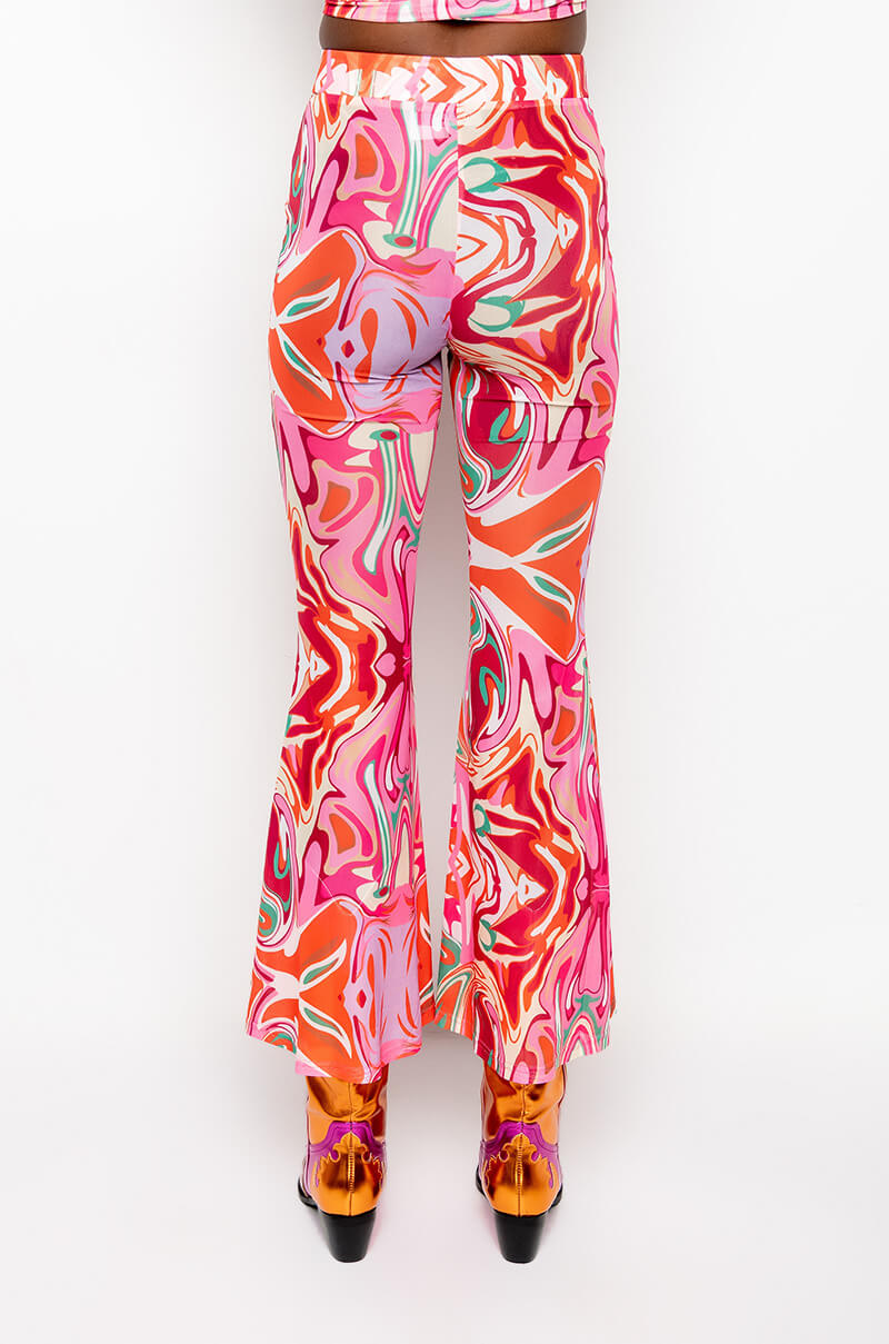 COLORFUL IMAGINATION FLARED MESH LEGGING