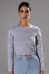 COME AROUND DISTRESSED LONG SLEEVE T SHIRT