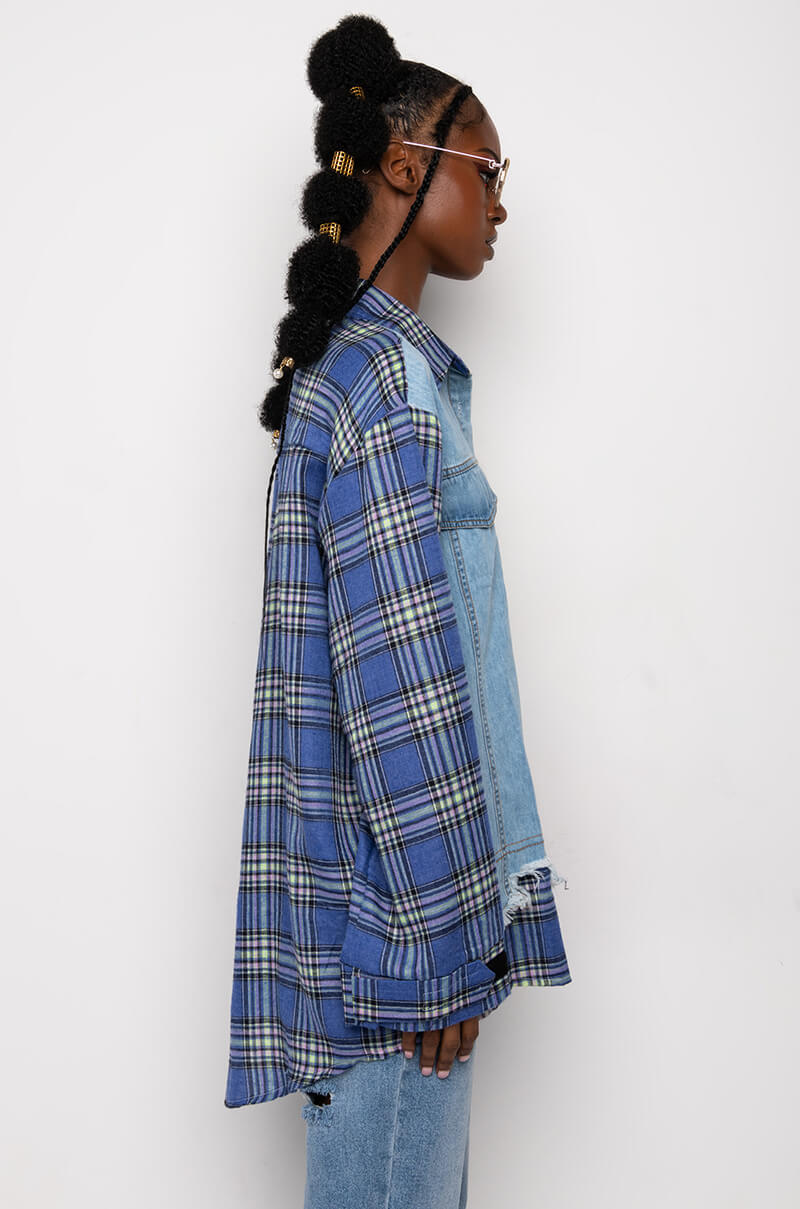COME THROUGH MULTI PLAID BUTTON UP SHIRT