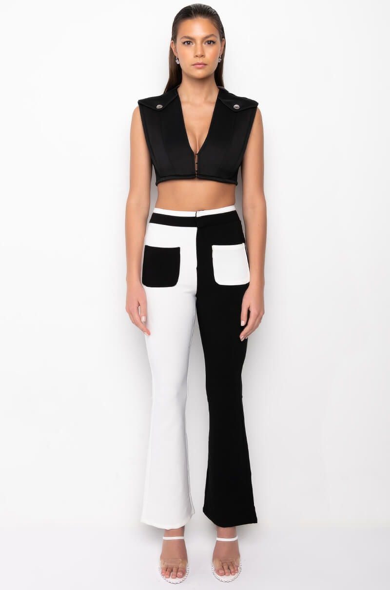 COMMANDER CROPPED SLEEVELESS SCUBA BLOUSE
