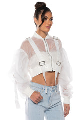 COOL KIDS MESH GATHERED CROP BOMBER