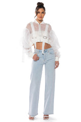 COOL KIDS MESH GATHERED CROP BOMBER
