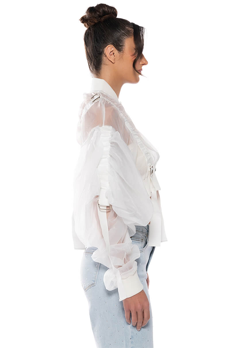 COOL KIDS MESH GATHERED CROP BOMBER