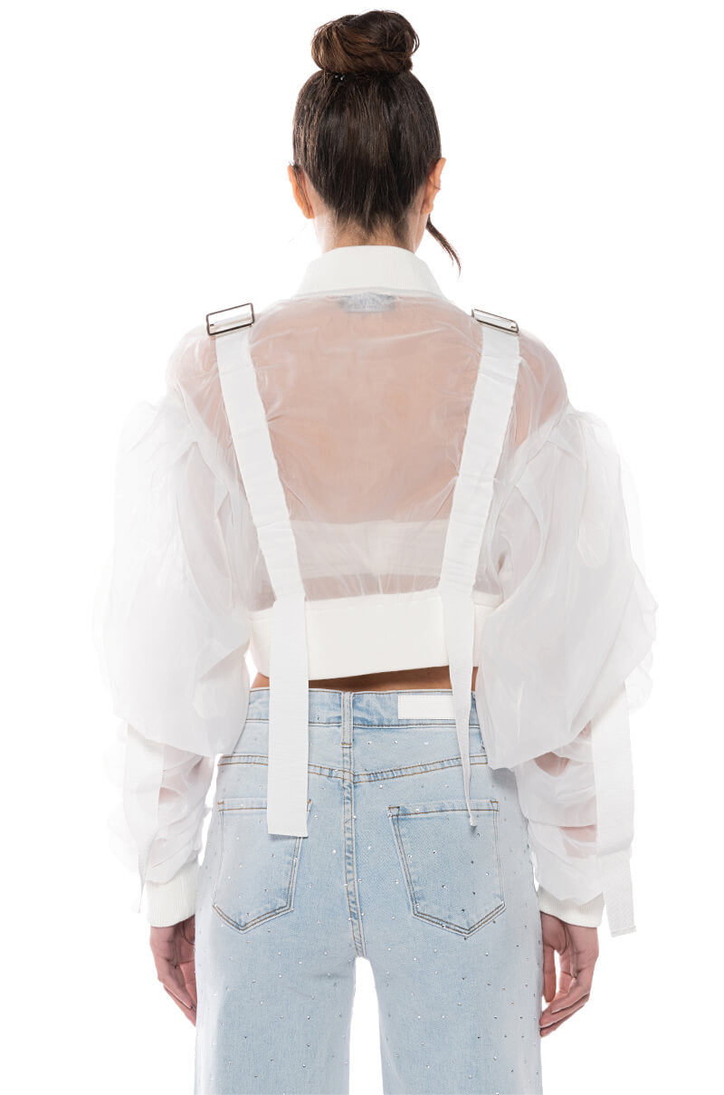 COOL KIDS MESH GATHERED CROP BOMBER