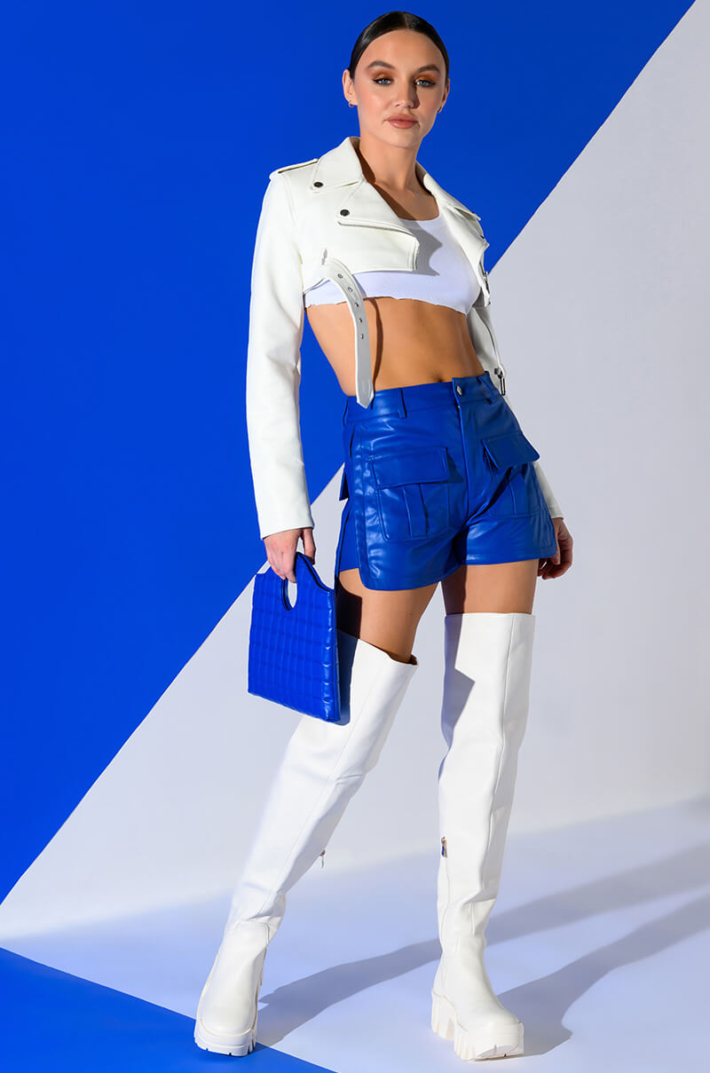 CORA POCKET DETAIL FAUX LEATHER SHORT